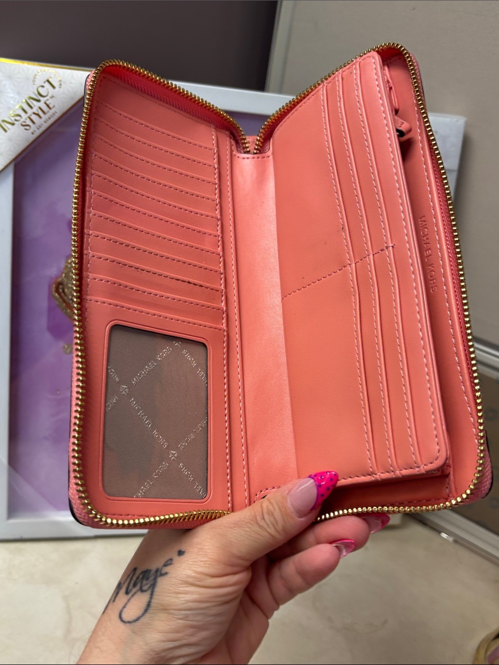 Michael Kors Coral Zip-Around Wristlet Wallet NWOT - Picture 9 of 11